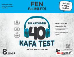 8. Sınıf Fen Bilimleri 40 Kafa Test( Haftalık Kontrol Testleri + Sarma