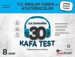 8. Sınıf İnkılap Tarihi 30 Kafa Test( Haftalık Kontrol Testleri + Sarm